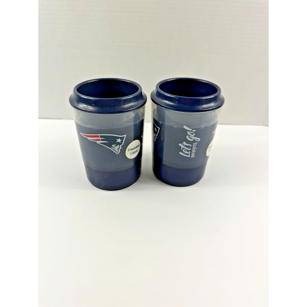 Set of 2 NFL New England Patriots 10 oz. Freezable Liquid Cups Tumblers New